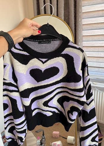 Trendyol & Milla Bohem Mor Desenli Örgü Kadın Kazak