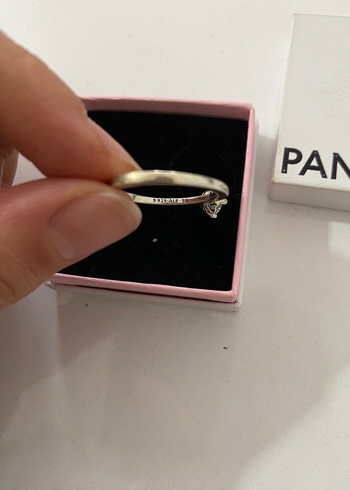 Orijinal Pandora şeffaf kalp tektaş yüzük - Görsel 2