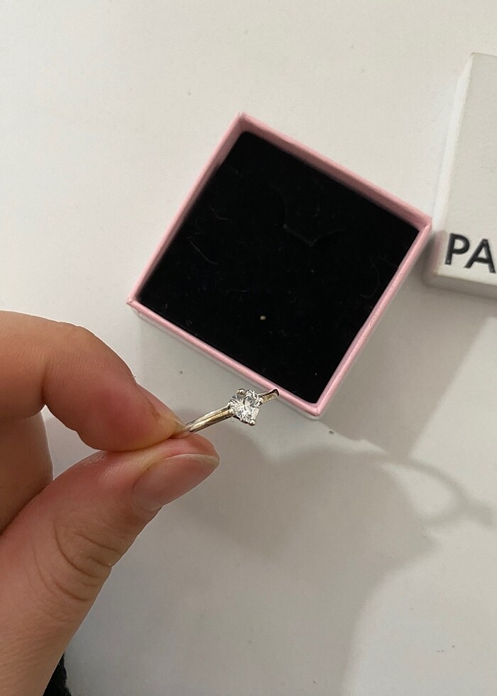 Orijinal Pandora şeffaf kalp tektaş yüzük - Görsel 3