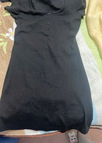 Düğmeli Siyah Kadın elbise - Görsel 2