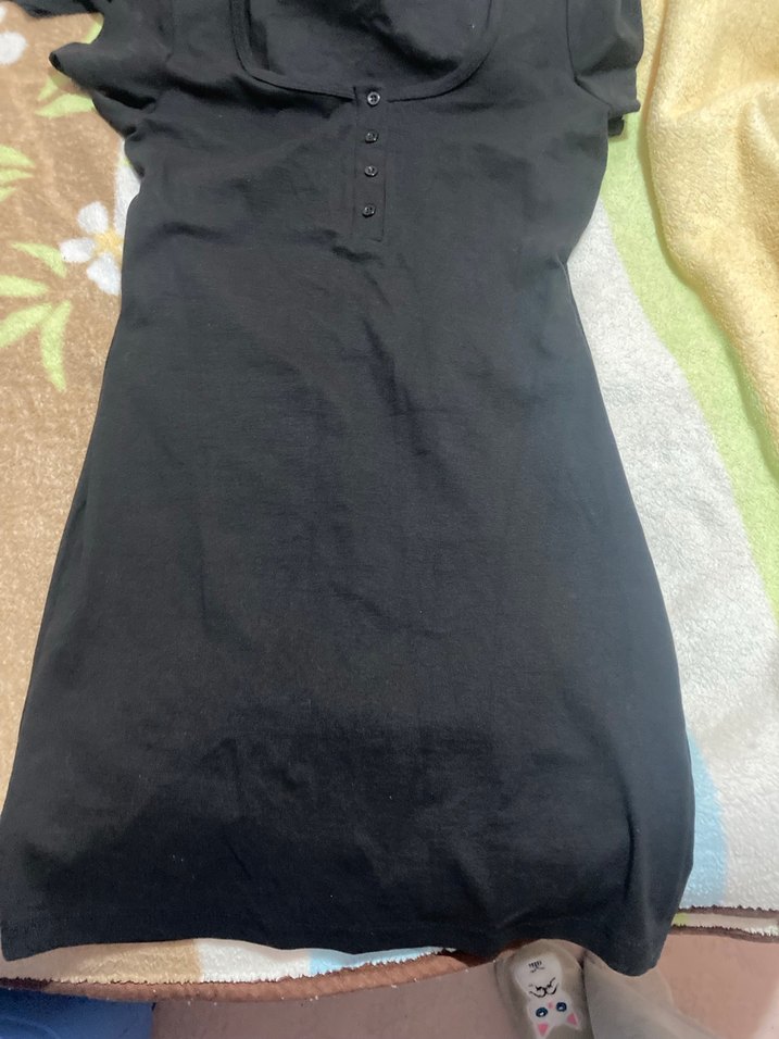 Düğmeli Siyah Kadın elbise - Görsel 2