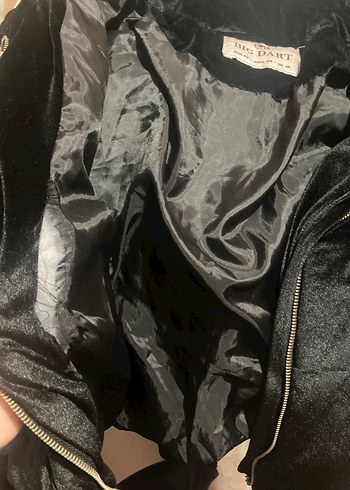 Siyah kadife Fermuarlı Kadın mont - Görsel 3