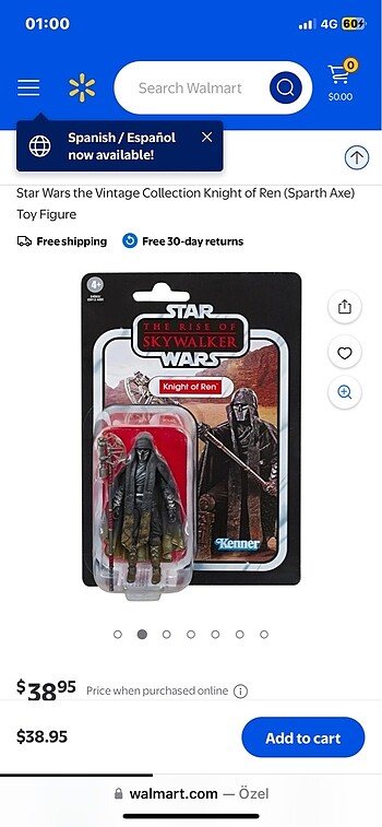  Beden Renk STAR WARS VİNTAGE KNİHGT OF REN 3.75