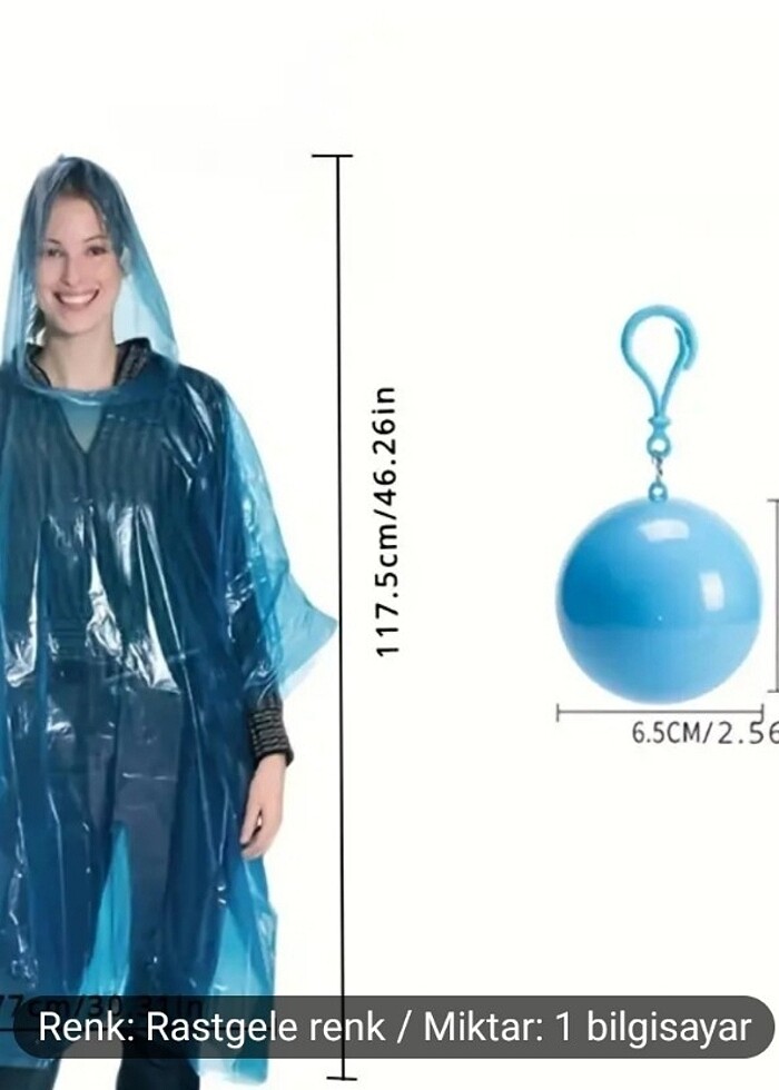 Tek Kullanımlık Anahtarlık Yağmurluk - Görsel 2