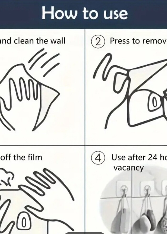 9.98KG Kapasiteli şeffaf Yapışkanlı kanca askı 10 lu - Görsel 5