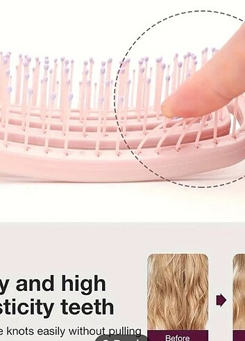 Pembe Renk, Büyük Kıvrımlı Kuaförlük Tarak, Kabarık Saç Stil Tar - Görsel 6