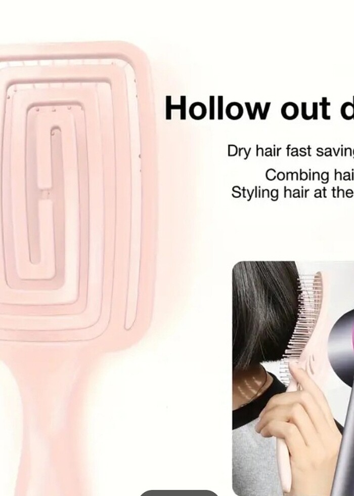 Pembe Renk, Büyük Kıvrımlı Kuaförlük Tarak, Kabarık Saç Stil Tar - Görsel 2