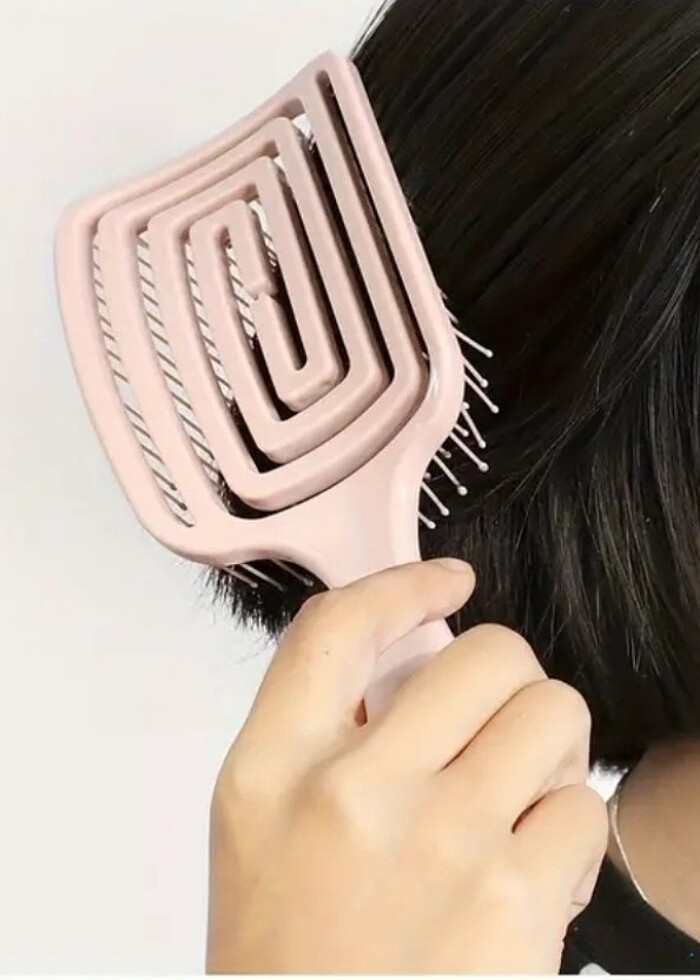 Pembe Renk, Büyük Kıvrımlı Kuaförlük Tarak, Kabarık Saç Stil Tar - Görsel 4