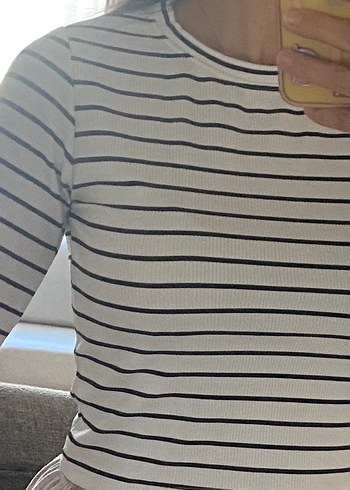 Düğmeli Çizgili milla bluz 2li - Görsel 2