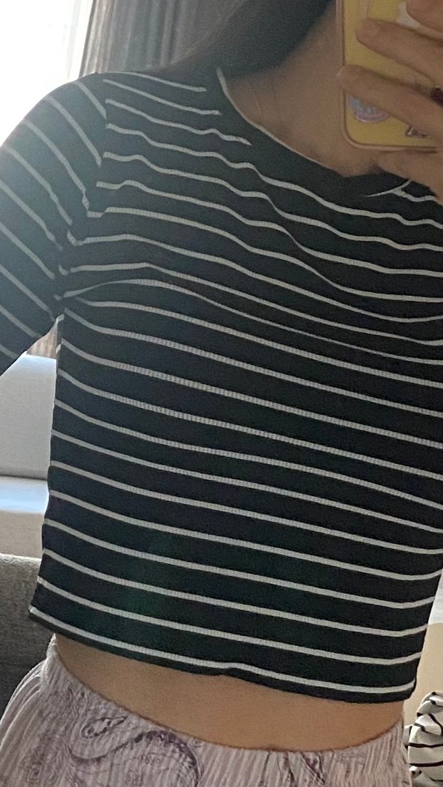 Düğmeli Çizgili milla bluz 2li - Görsel 3