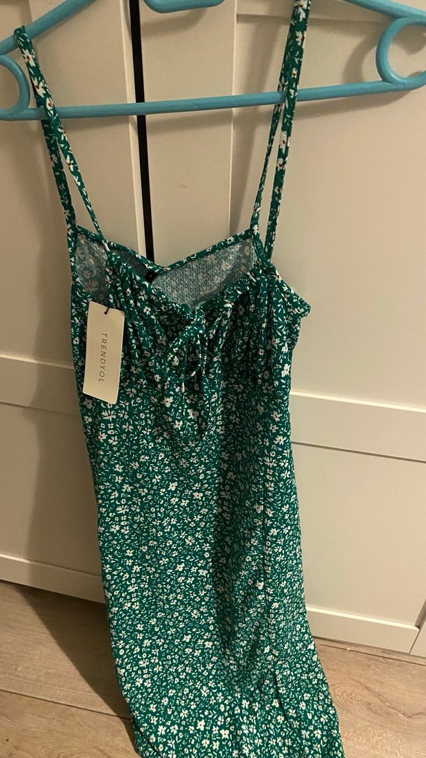 Yeşil Yılan Desenli Uzun Elbise - Görsel 3