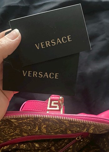 Versace ORİJİNAL Pembe Deri Kadın Çanta - Görsel 10