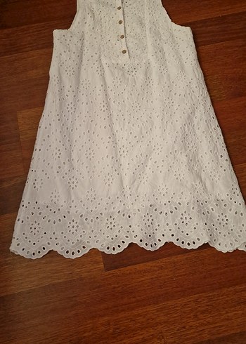 Dantel Detaylı Beyaz Midi Kolsuz Elbise - Görsel 6