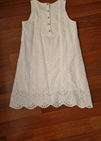 Dantel Detaylı Beyaz Midi Kolsuz Elbise - Görsel 8