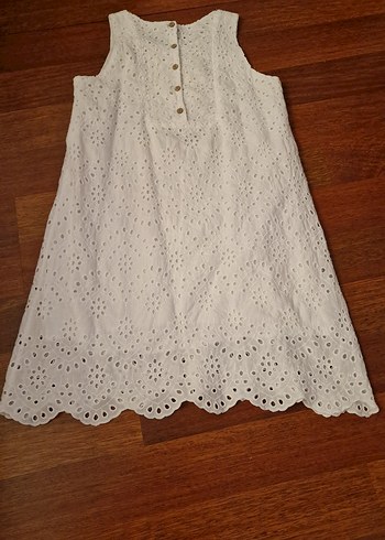 Dantel Detaylı Beyaz Midi Kolsuz Elbise - Görsel 7