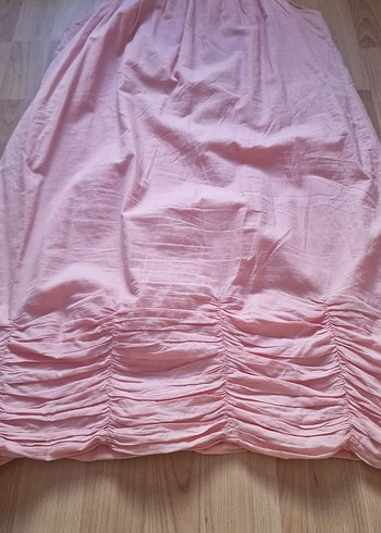 Pembe Kolsuz İşlemeli Midi Elbise - Görsel 11