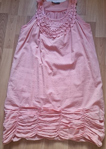 Pembe Kolsuz İşlemeli Midi Elbise - Görsel 8