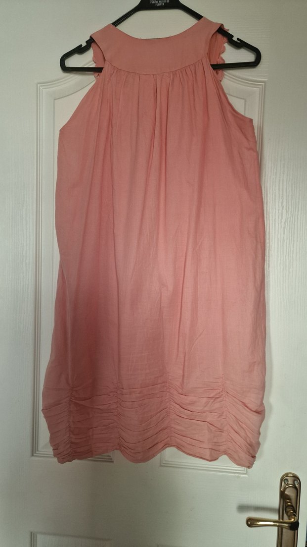 Pembe Kolsuz İşlemeli Midi Elbise - Görsel 4