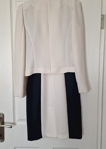 Kadın Beyaz Düğmeli Modern Klasik Blazer - Görsel 3