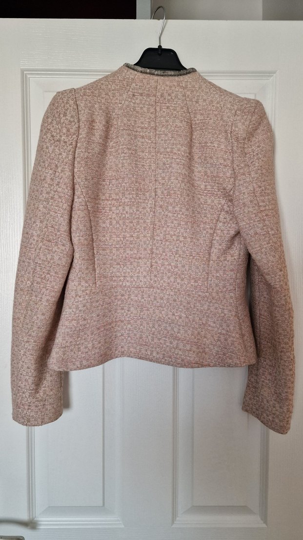 Pembe Midi Kadın Ceket, Yaka Detaylı - Görsel 4