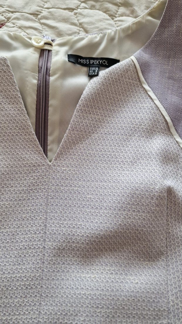 V Yaka Lila Midi Elbise - Görsel 4