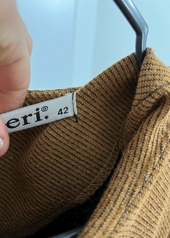 42 Beden camel Renk Uzun Elbise