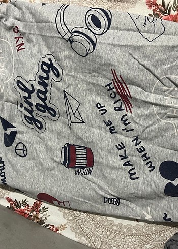 l Beden Gri Baskılı Kız Sweatshirt