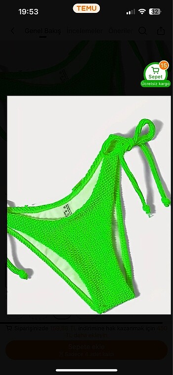 l Beden Neon yeşil bikini takımı