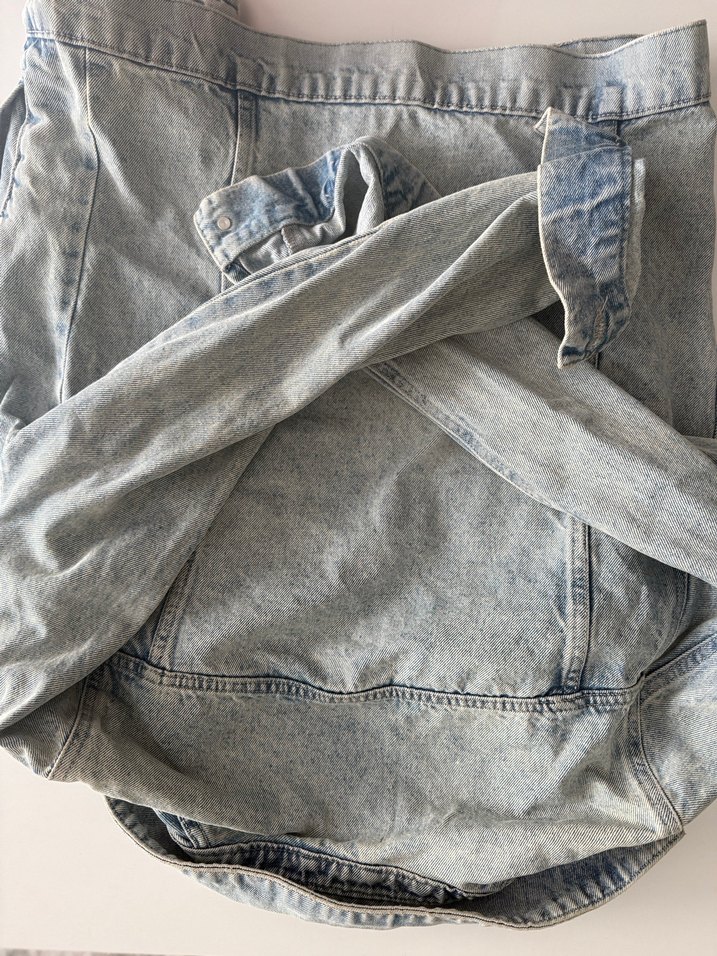 Gri Düğmeli Salaş Denim Ceket bershka vintage - Görsel 4