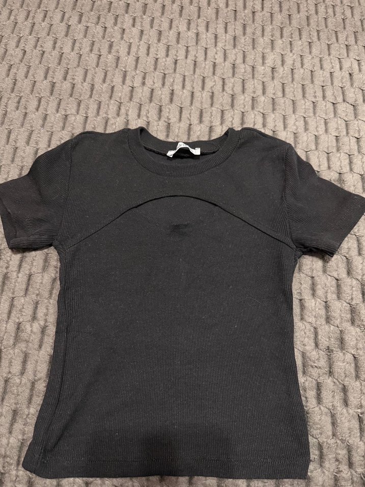 Siyah Kadın Mini Crop Top dekolteli - Görsel 2