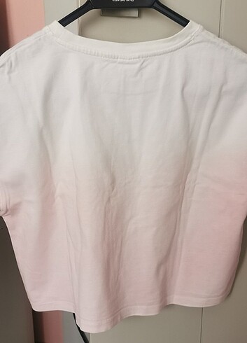 Zara Zara marka 13-14 yaş beyaz-pembe renkli crop t-shirt