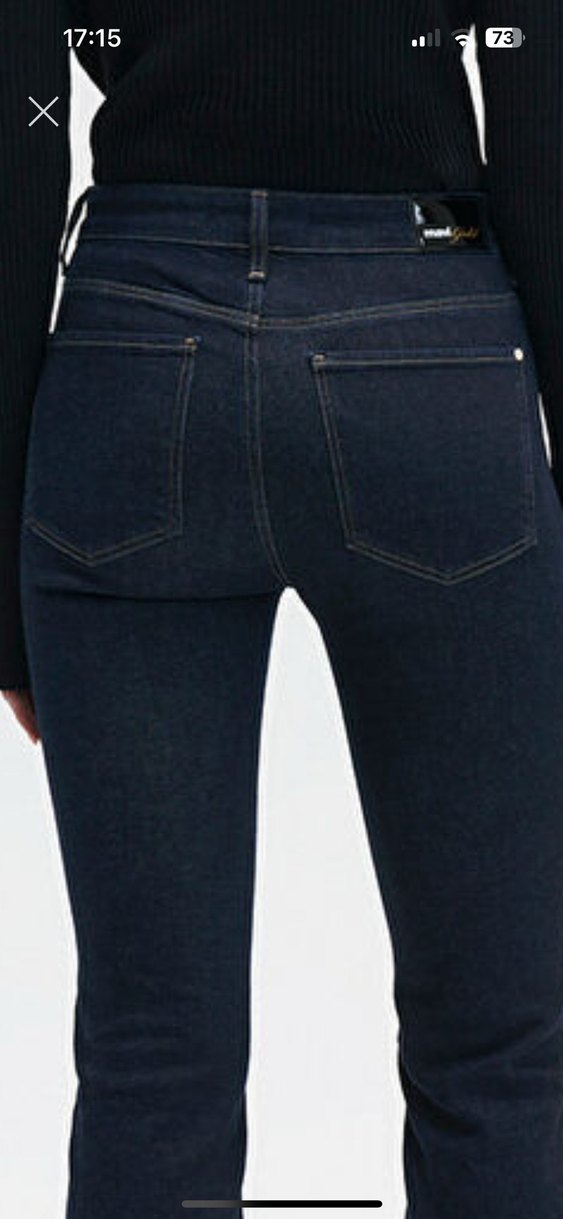 Düğmeli Lacivert Kadın Midi Kot Pantolon - Görsel 4