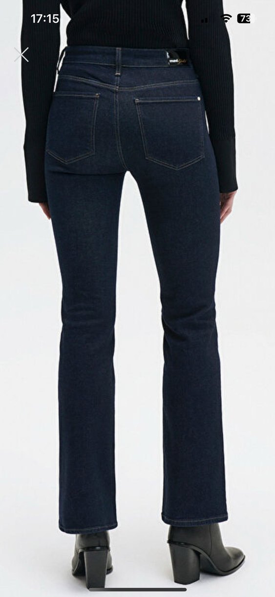 Düğmeli Lacivert Kadın Midi Kot Pantolon - Görsel 3