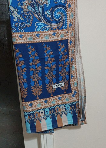 Armine Mavi Bohem Tarzı Drapeli Kadın Şal