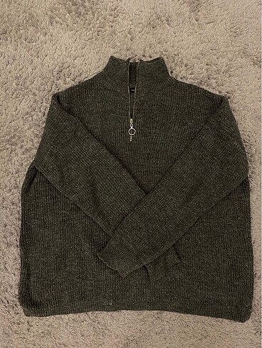 s Beden trendyolmilla gri fermuarlı oversize kazak