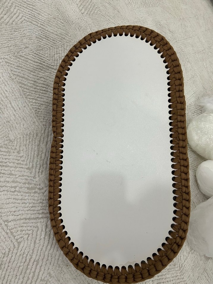 Dantel Detaylı Kahverengi Örgü yenidoğan bebek yatağı - Görsel 4