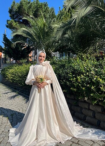 Pelerinli uzun elbise - Görsel 5