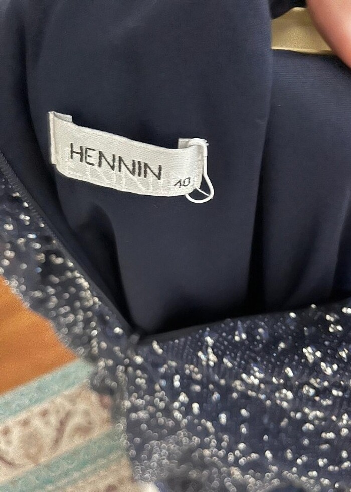 Lacivert kurdale elbise - Görsel 2