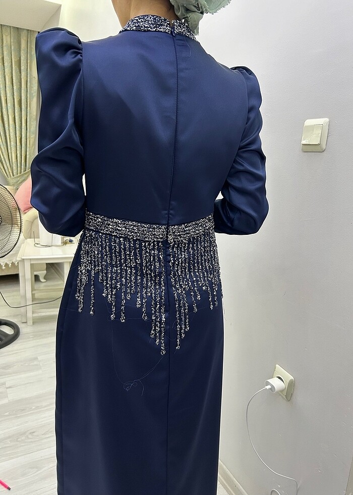 Lacivert elbise - Görsel 2