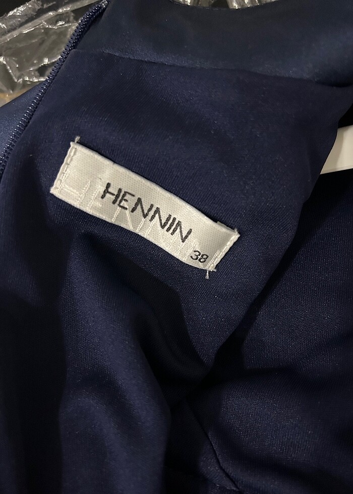 Lacivert elbise - Görsel 3