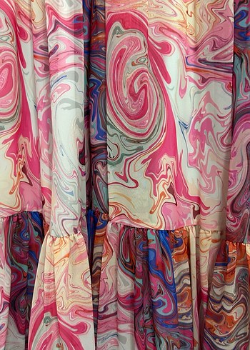 Kadın Çok Renkli Bohem  elbise - Görsel 3