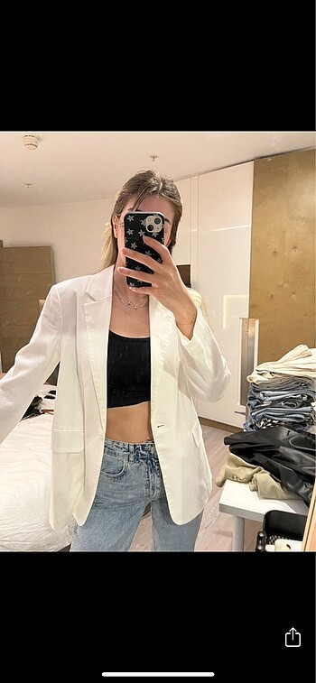 m Beden beyaz Renk Stradivarius blazer ceket
