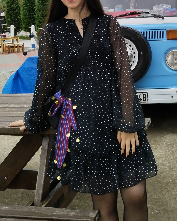 Koton Puantiye Desenli Mini Elbise - Görsel 3