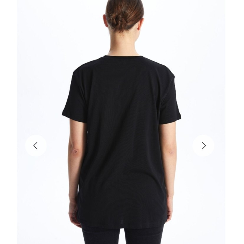 Oversize Siyah Bisiklet Yaka Tshirt/Elbise Tunik - Görsel 2