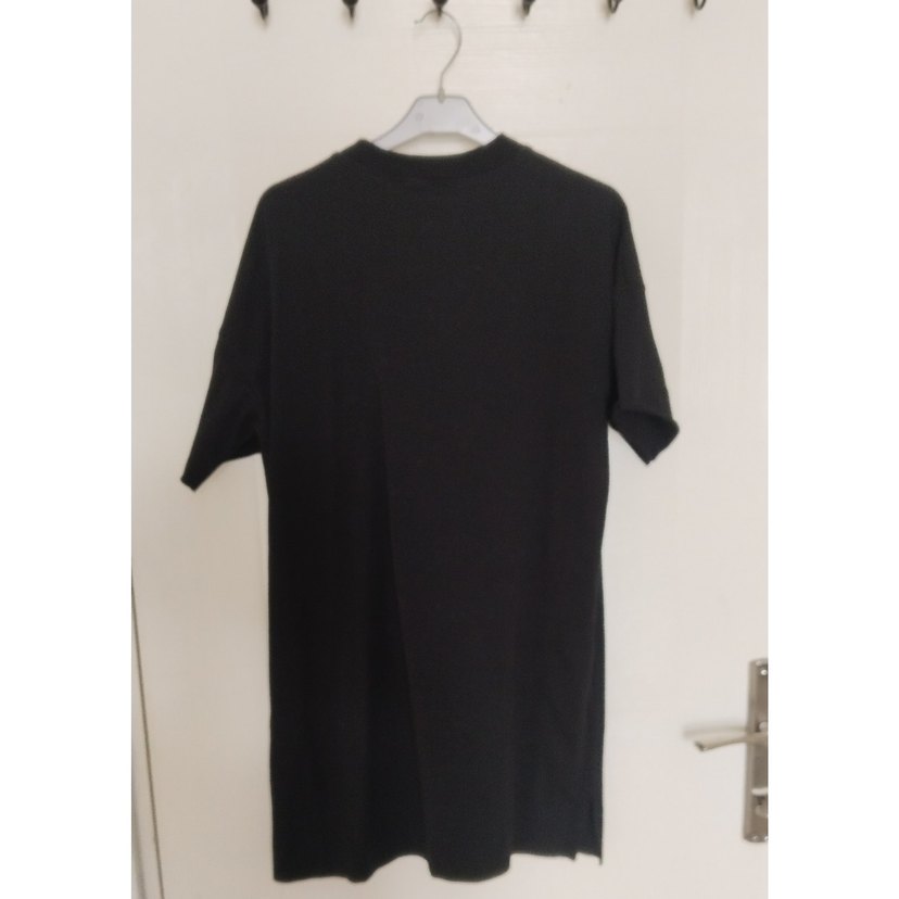 Oversize Siyah Bisiklet Yaka Tshirt/Elbise Tunik - Görsel 4