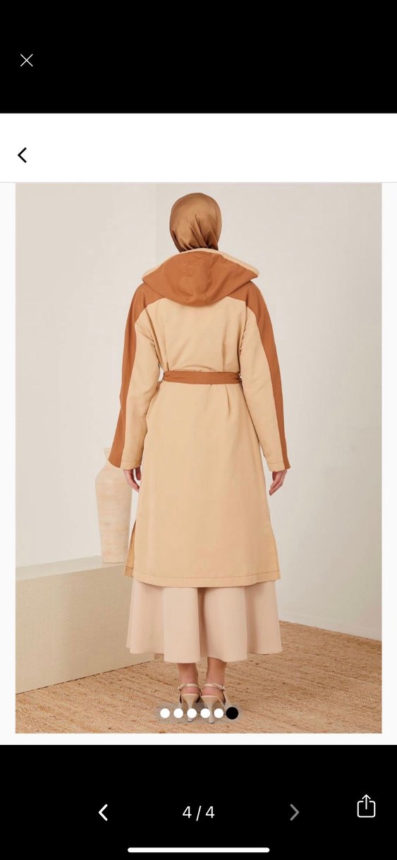 Camel Renkli Uzun Kadın Trençkot - Görsel 3