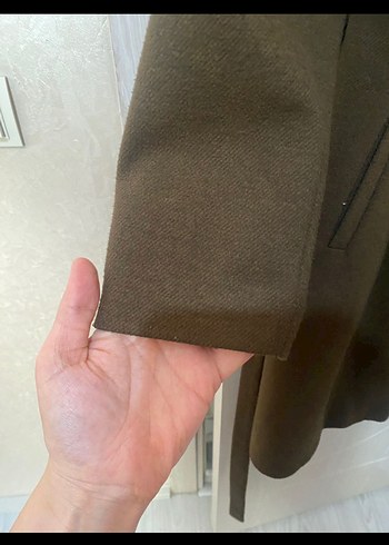 Haki Uzun  Düğmeli Klasik Kaban - Görsel 3