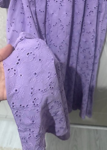 Mor Uzun Kollu Piliseli Kadın Elbise - Görsel 4