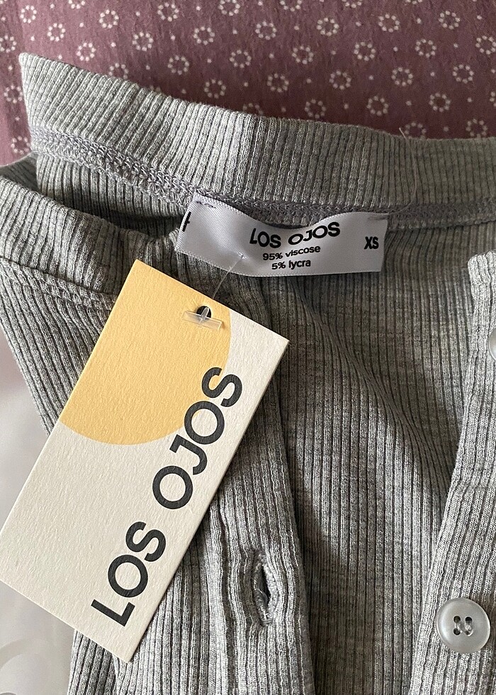 Gri Melanj Fitilli Uzun Kollu Kısa Tulum - Görsel 3