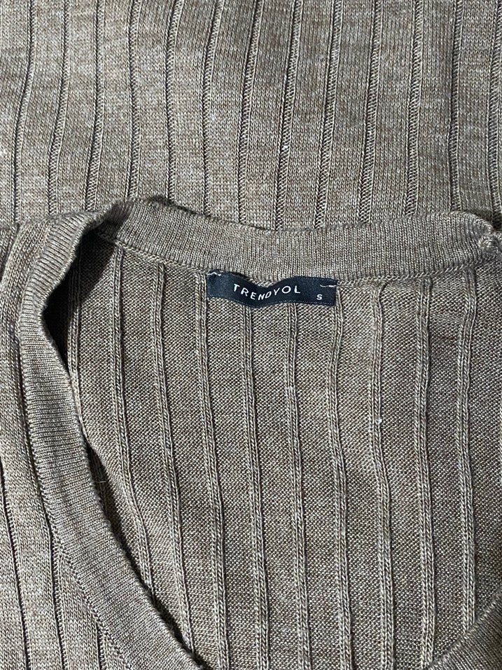 Kahverengi Triko Midi Elbise - Görsel 3